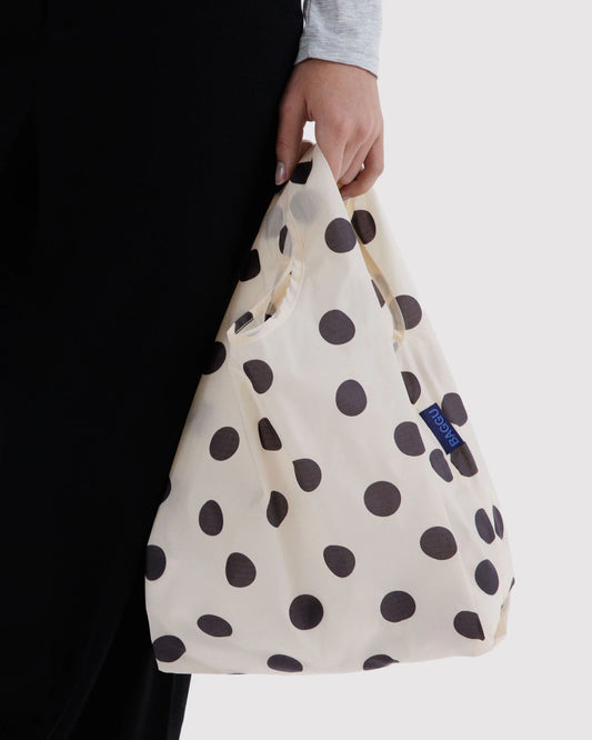 Baby BAGGU Reusable Tote Bag - Cream and Black Polka Dot