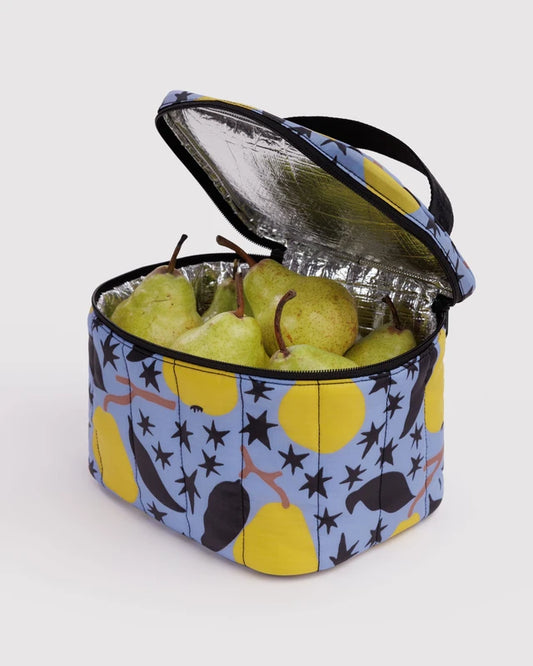 BAGGU Puffy Lunch Bag Golden Pears interior lining detail - PABOOM