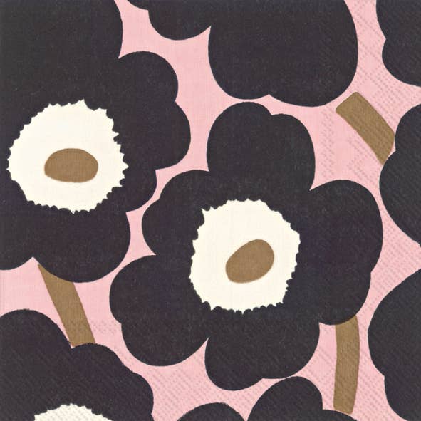 Marimekko Lunch UNIKKO Paper Napkins - Pink Black