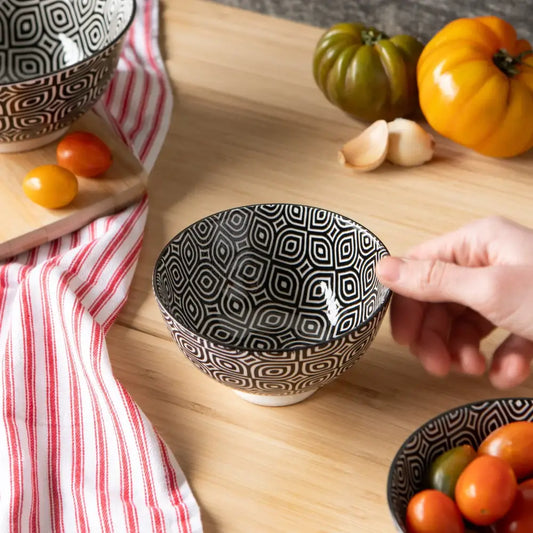 Danica - Black Geo Stamped Bowl 4 inch