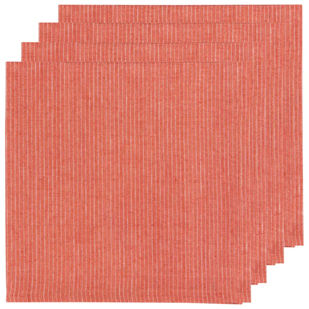 Clay Pinstripe Linen Napkins Set - PABOOM