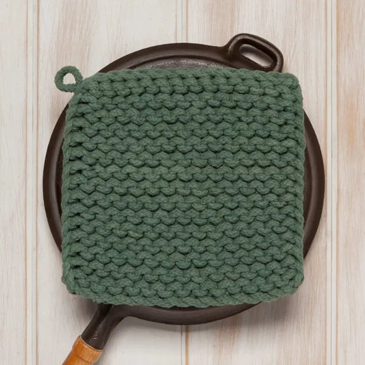 Danica - green knitted pot holder