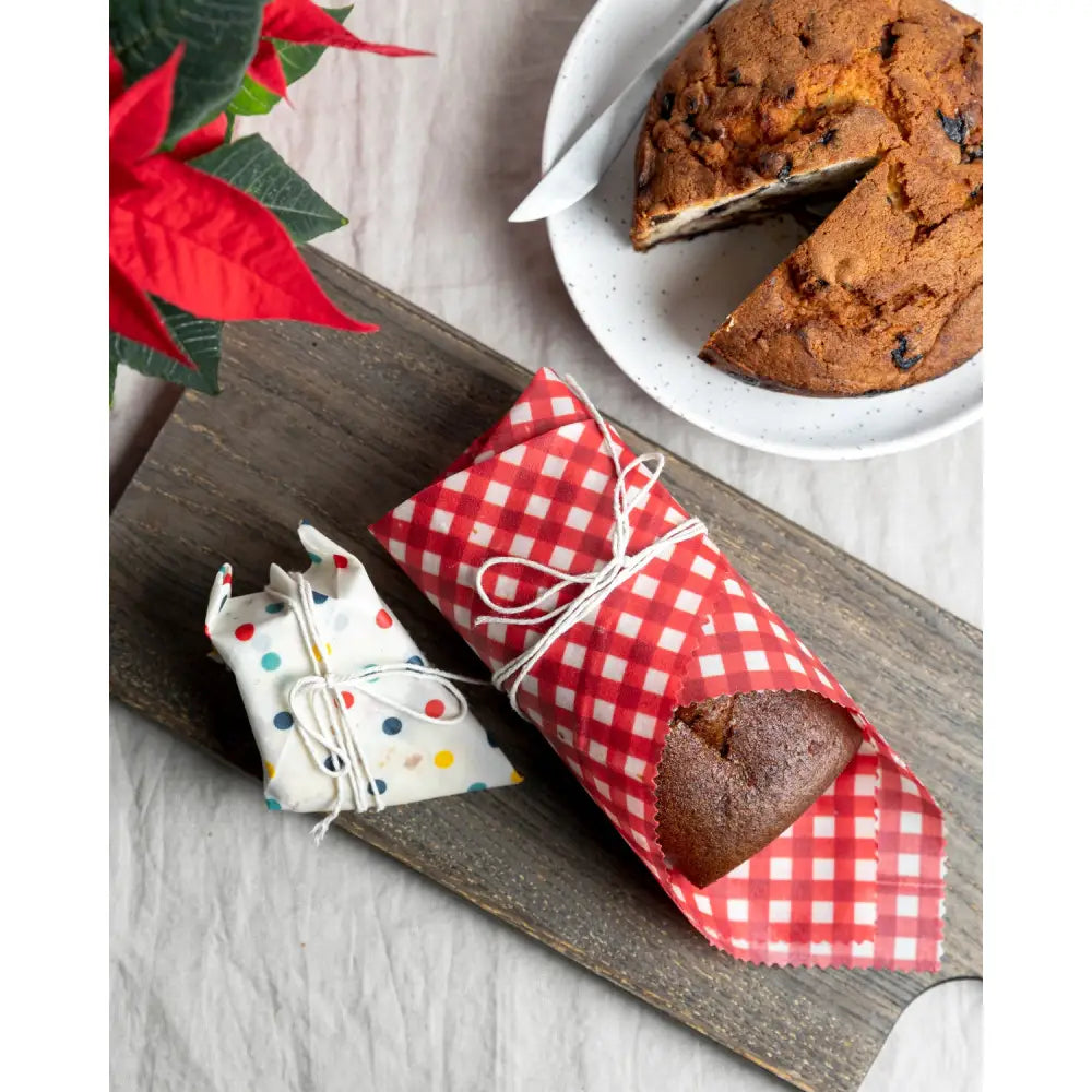 Danica - Gingham Dot and Stripe Beeswax Wrap Set