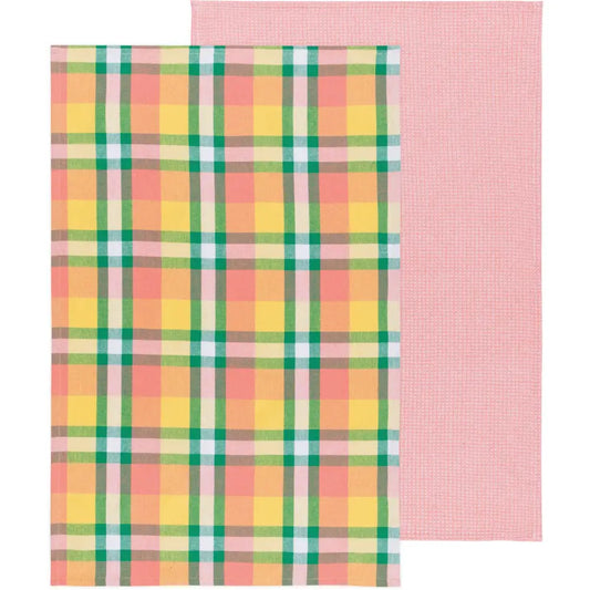 Danica - two kitchen towels plaid pink