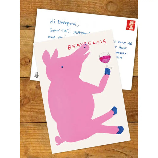 David Shrigley x Brainbox Candy - Beaujolais Pig Postcard