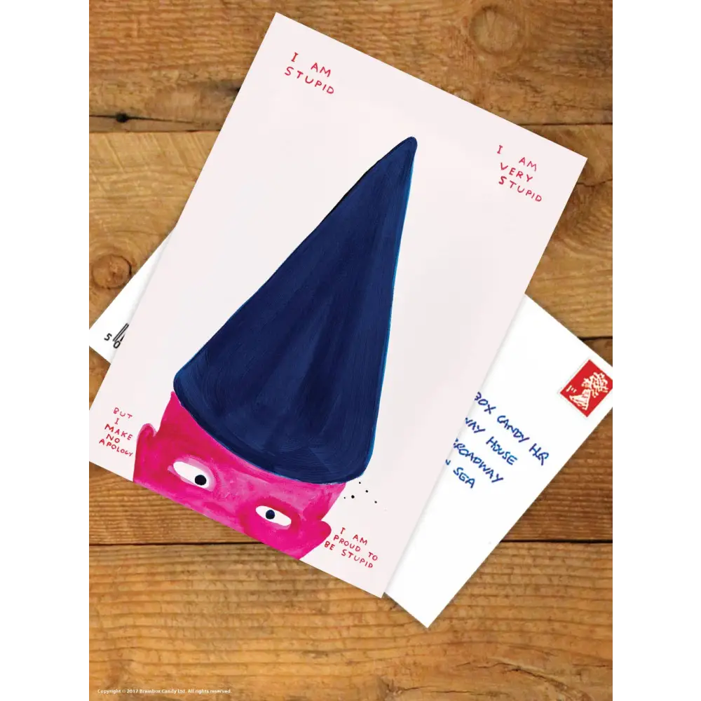 David Shrigley x Brainbox Candy - Funny A6 Art Postcard by - I Am Stupid