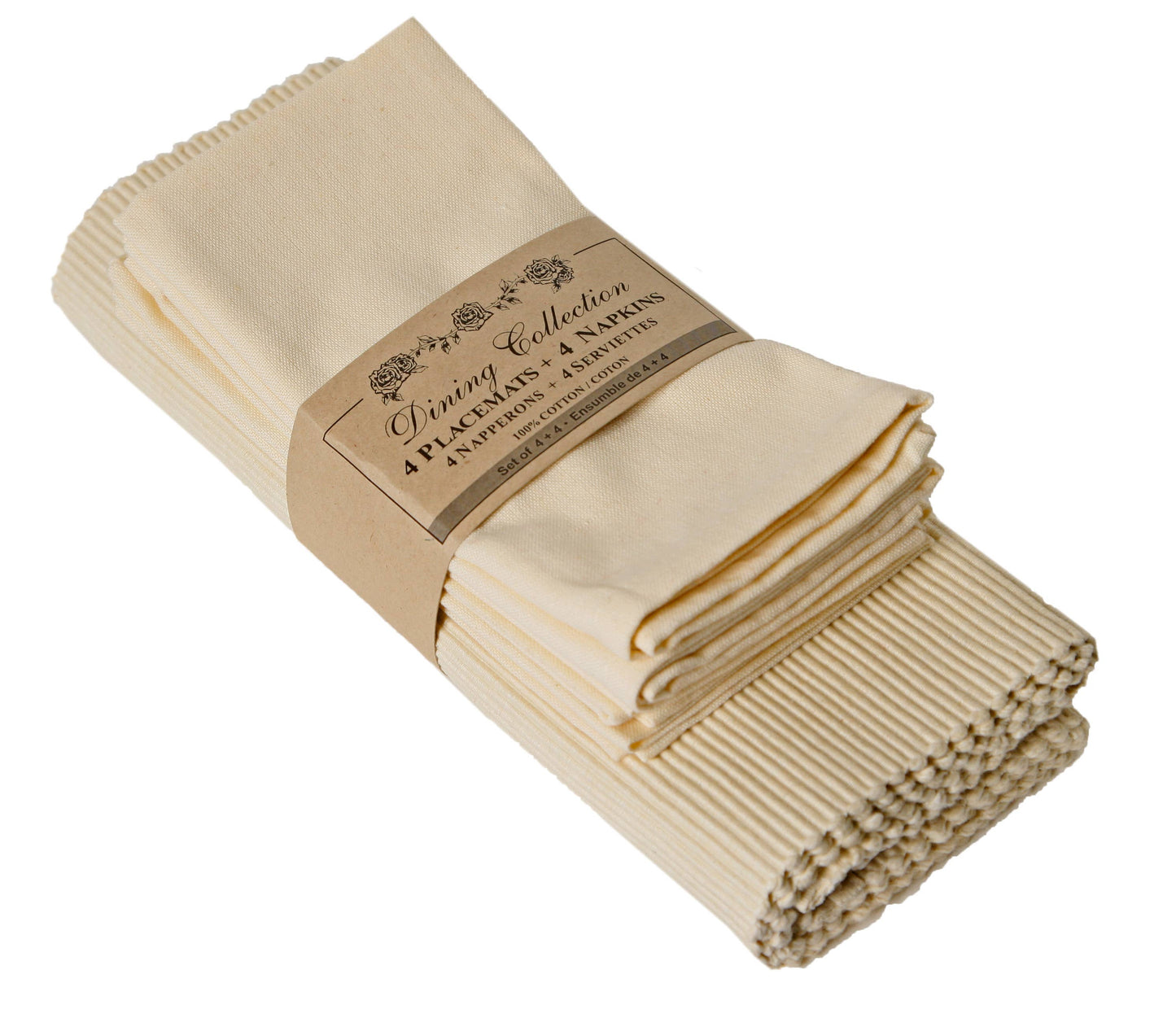 Ribbed Placemat + Napkin Set - Natural/Ecru