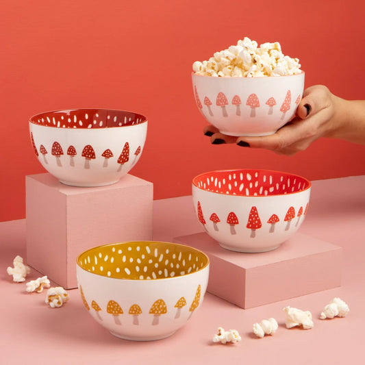 Toadstool porcelain bowl shown from the side, displaying the solid white exterior - PABOOM