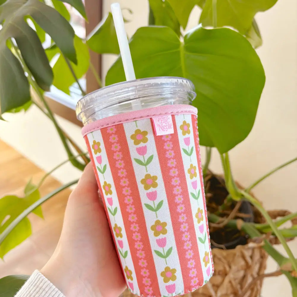Elle Nicole - Retro Floral + Stripe Drink Sleeve