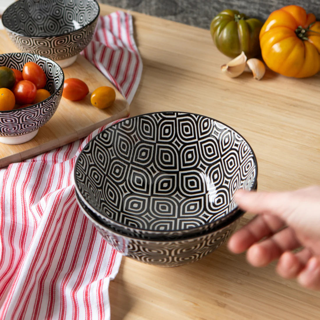 Black Geo Stamped Bowl