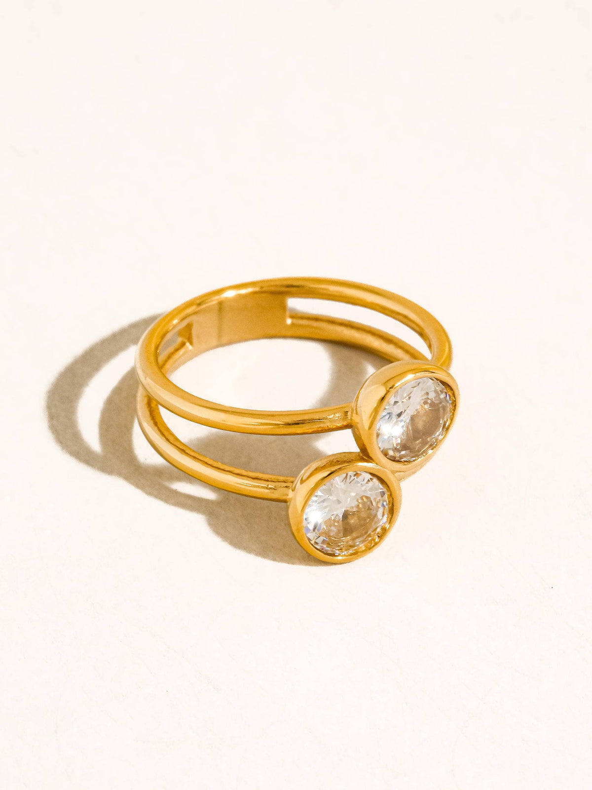 Hollis Double CZ Ring - Gold
