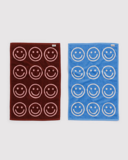 BAGGU Hand Towel Set - Sky Blue and Blush Happy