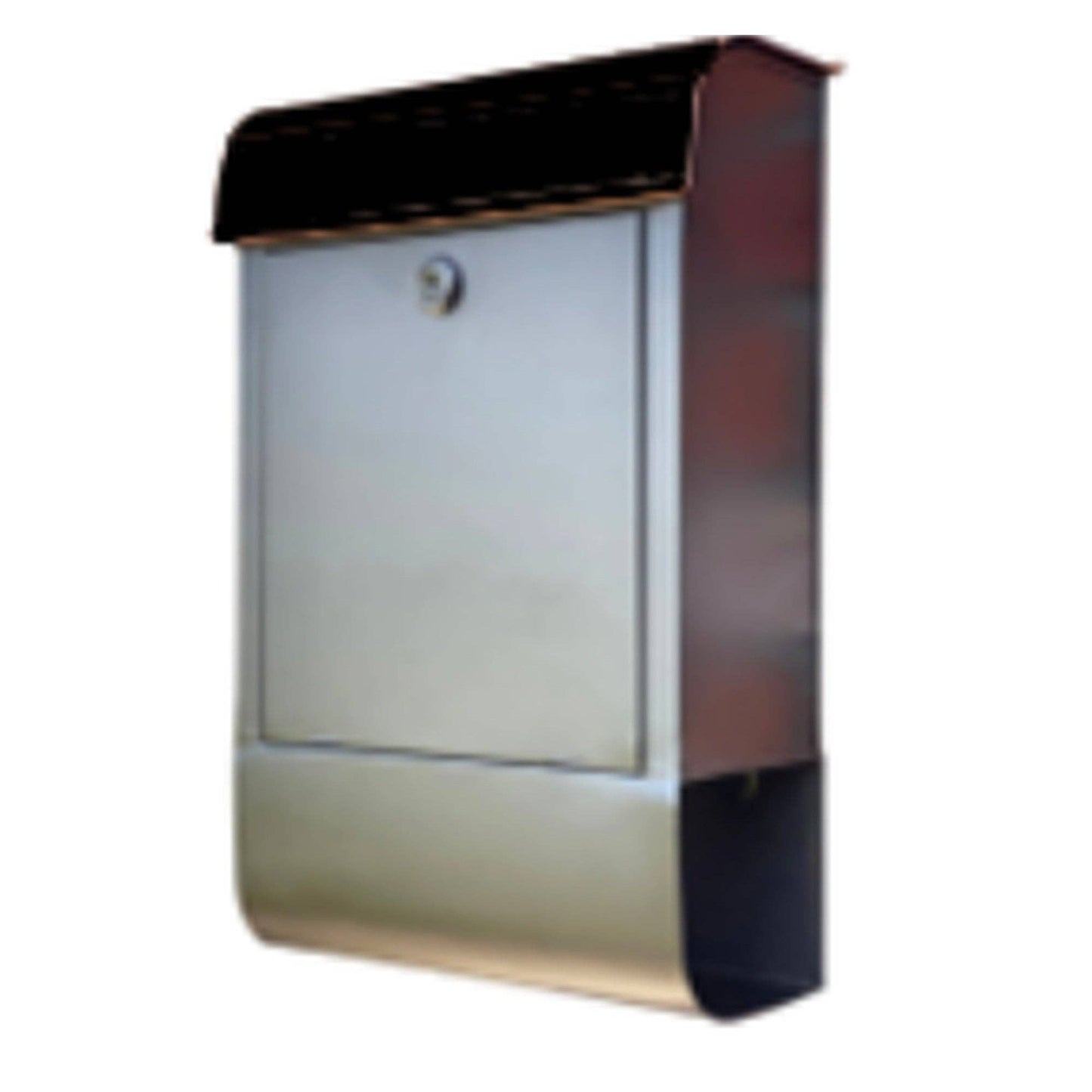 Black powder-coated iron mailbox with lock and newspaper holder slot - PABOOM