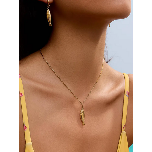 Flânerie by MAIQ - Coralie 18K Gold Non-Tarnish Fish Pendant Chain Necklace Yellow