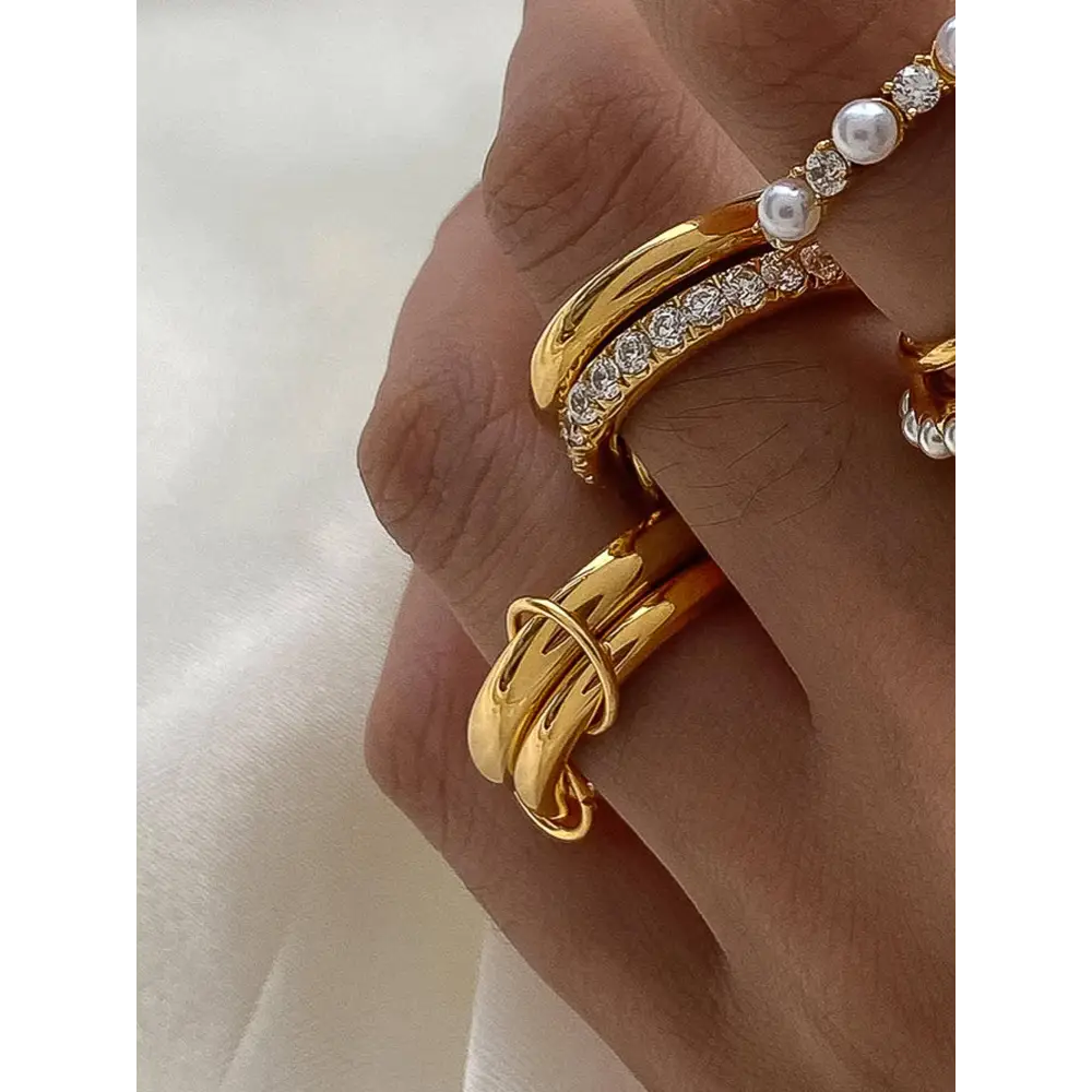 Flânerie by MAIQ - Gravité 18K Gold Non-Tarnish Double Stack Band Ring