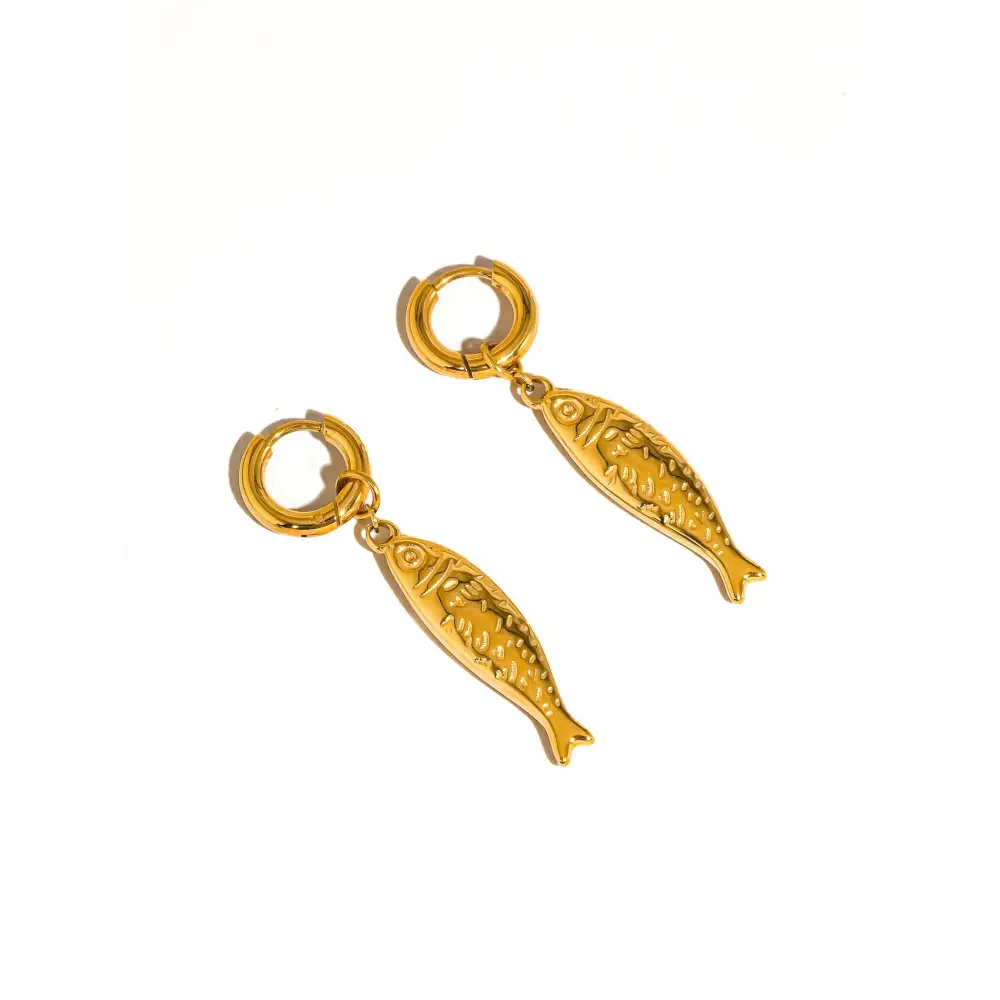 Flânerie by MAIQ - Nibe 18K Gold Non-Tarnish Fish Hoop Earring Yellow