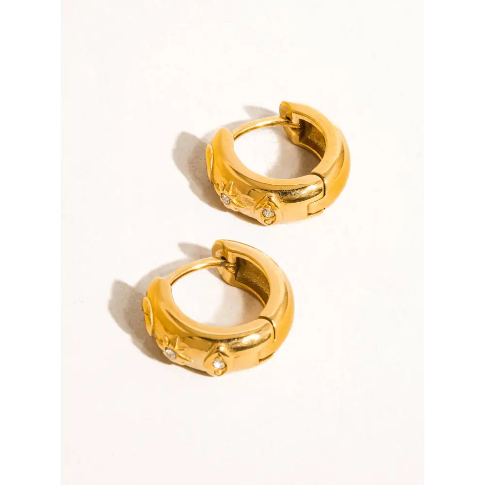 Flânerie by MAIQ - Orazio 18K Gold Non-Tarnish CZ Star Hoop Earring Yellow