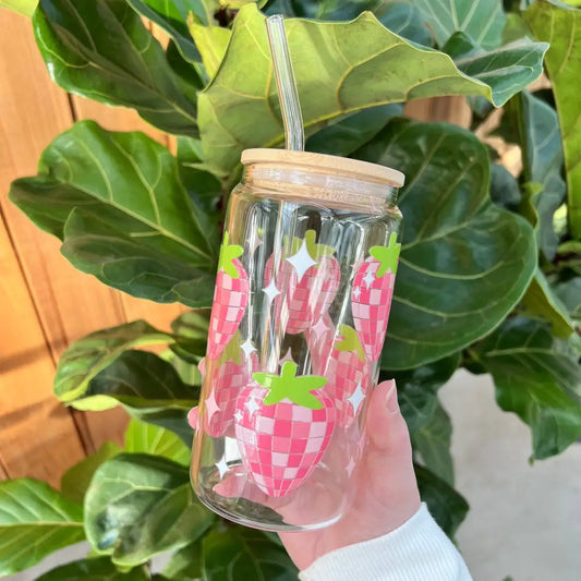 Glitter Paper Scissors - Disco strawberry glass cup