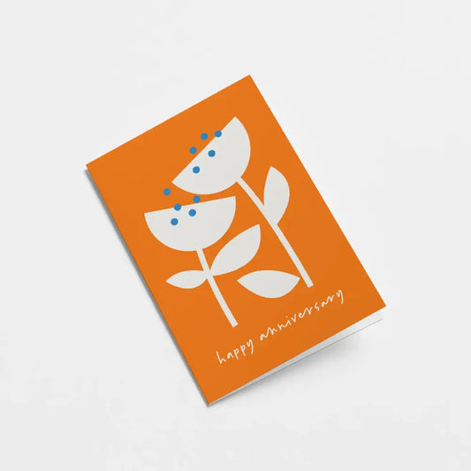 Happy Anniversary Orange Flowers Card - PABOOM