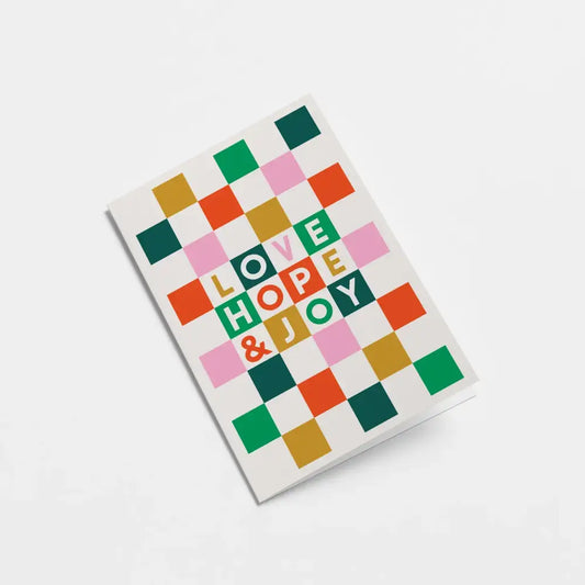 Love, Hope & Joy Checkered Card - PABOOM