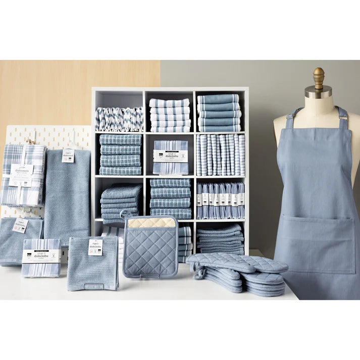 Slate Blue Jumbo dishtowels styled draped over an oven handle β PABOOM