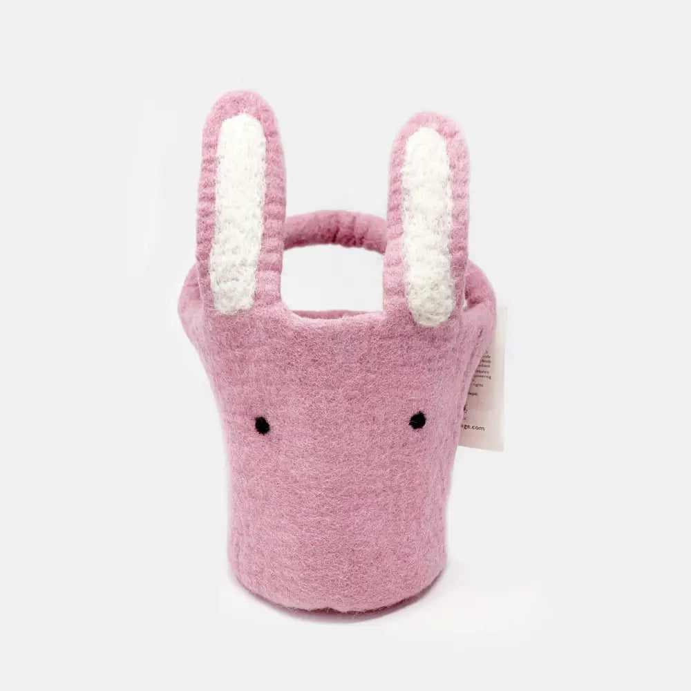 Felted Wool Bunny Basket Pink - PABOOM