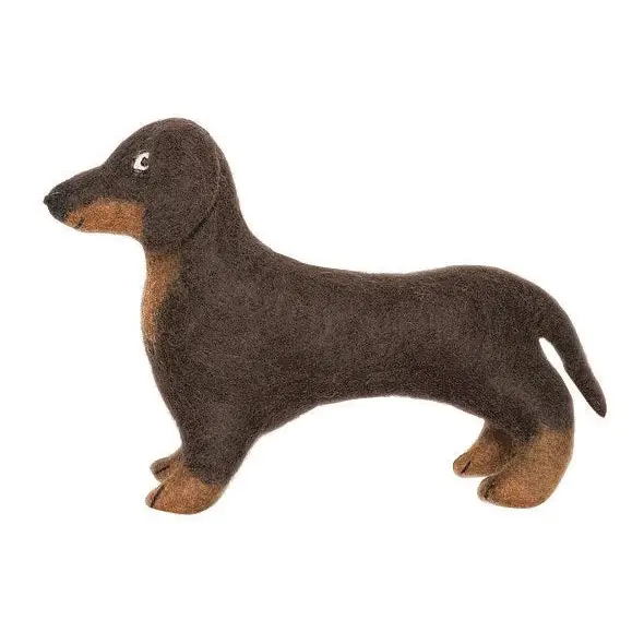 Felted Wool Dachshund Dark Brown - PABOOM