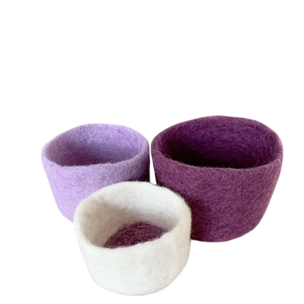 Wool Felted Storage Bowls S/3 Purple - PABOOM