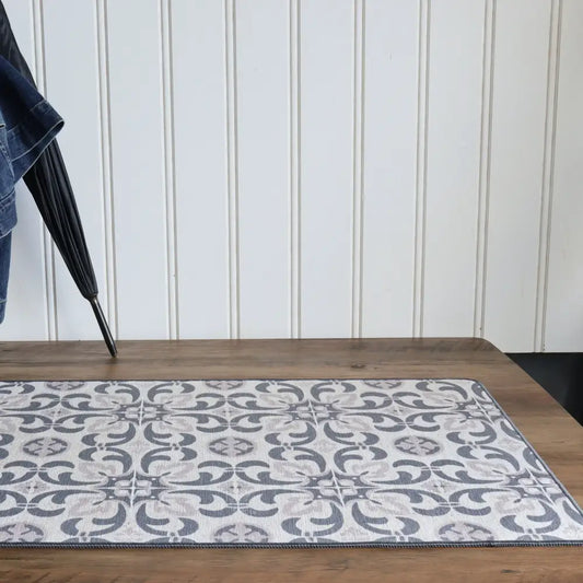 Classic Tile Washable Mat Grey - PABOOM