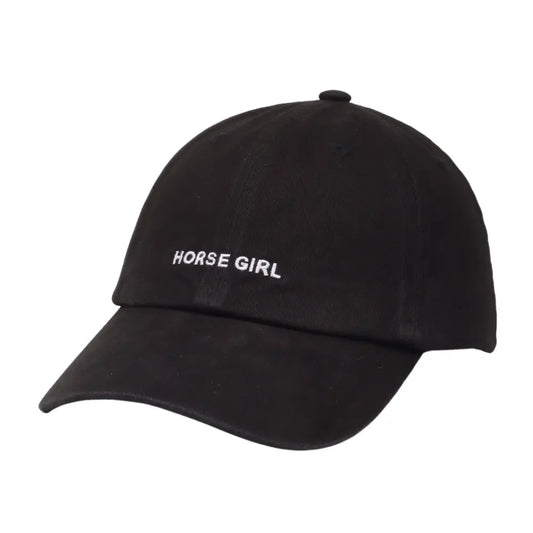 Black cap with 'HORSE GIRL' text on a white background - PABOOM