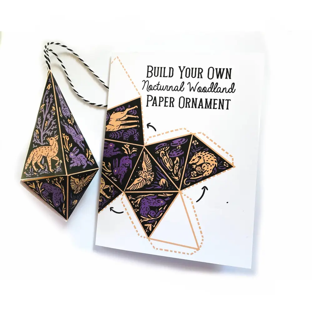 Hissing Mink - Build Your Own Paper Ornament Card - Nocturnal Woodland