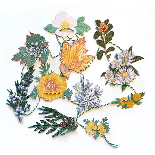 Hissing Mink - Pacific Northwest Native Plants Mini Paper Garland - decorative paper garland plants flowers