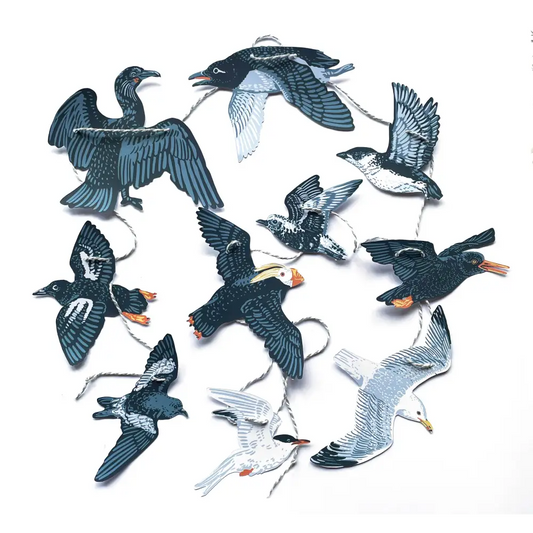 Hissing Mink - Pacific Northwest Sea Birds Paper Garland - collection paper bird ornaments strung