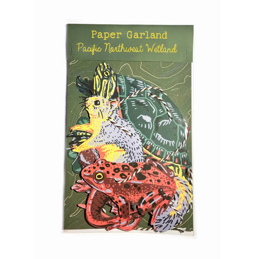 Hissing Mink - Pacific Northwest Wetland Paper Garland - paper garland turtle squirrel frog