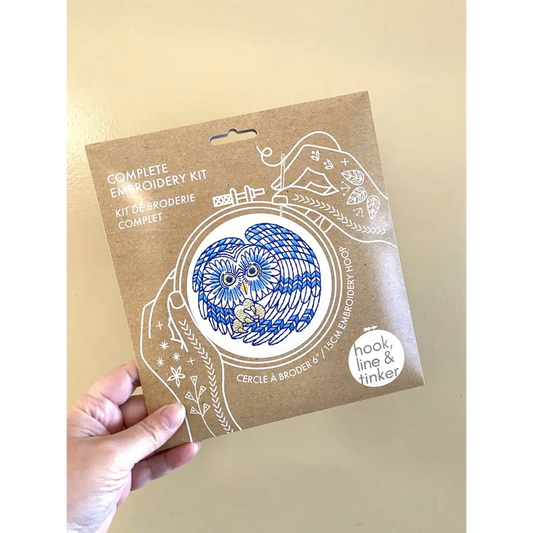 Hook Line & Tinker Embroidery Kits - Boreal Owl Complete Kit - owl embroidery kit