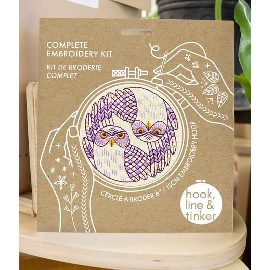 Hook Line & Tinker Embroidery Kits - Burrowing Owls Complete Kit - complete embroidery kit