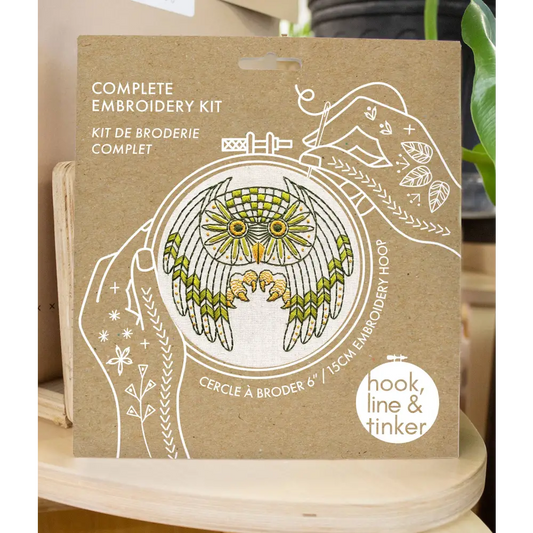 Hook Line & Tinker Embroidery Kits - Great Horned Owl Complete Kit - complete owl embroidery kit