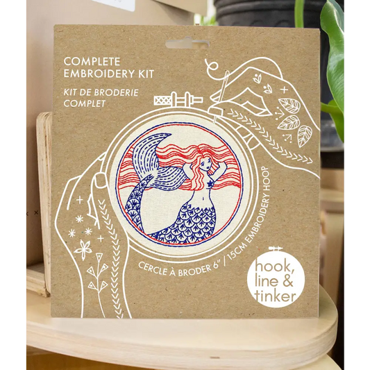 Hook Line & Tinker Embroidery Kits - Mermaid Complete Kit - mermaid embroidery kit