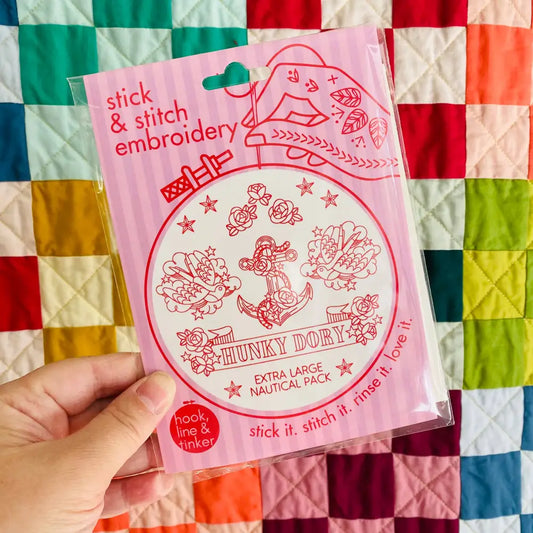 Hook Line & Tinker Embroidery Kits - Nautical Stick and Stitch Bundle - stick stitch embroidery nautical pack