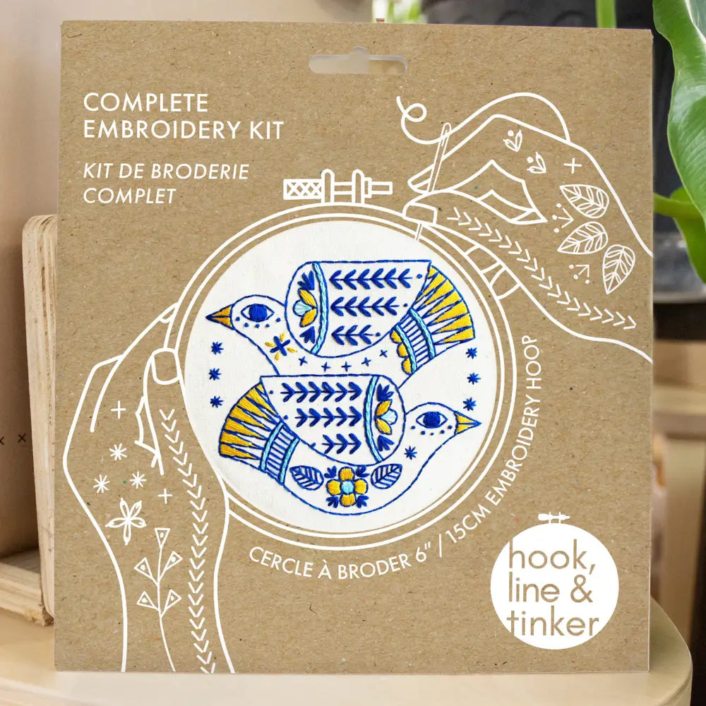 Hook Line & Tinker Embroidery Kits - Turtle Doves Complete Kit