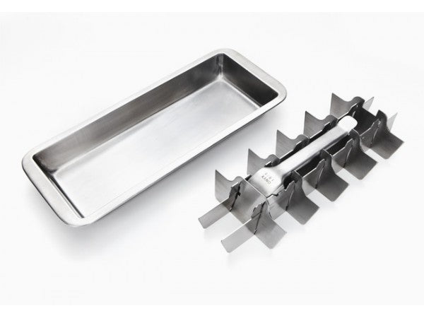Onyx retro stainless steel ice cube tray filled with ice - PABOOM
