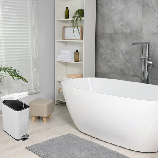 IH Casa Decor - 3L Metal Rectangle Side Pedal Bin White