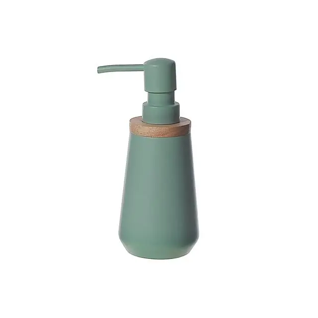 Polyresin soap dispenser pump with wood green