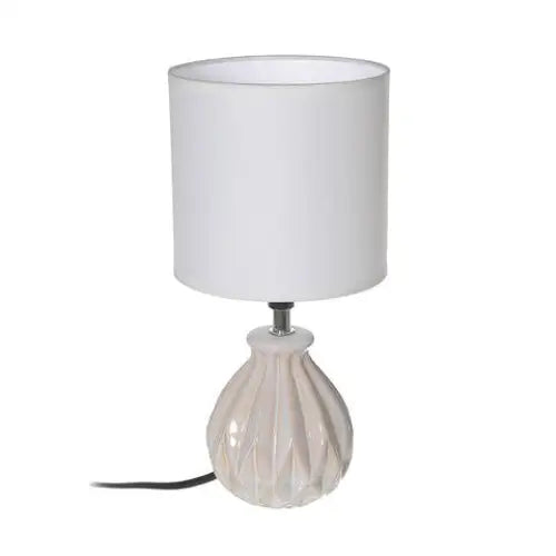 Ceramic origami style ceramic base table lamp with shade , ivory