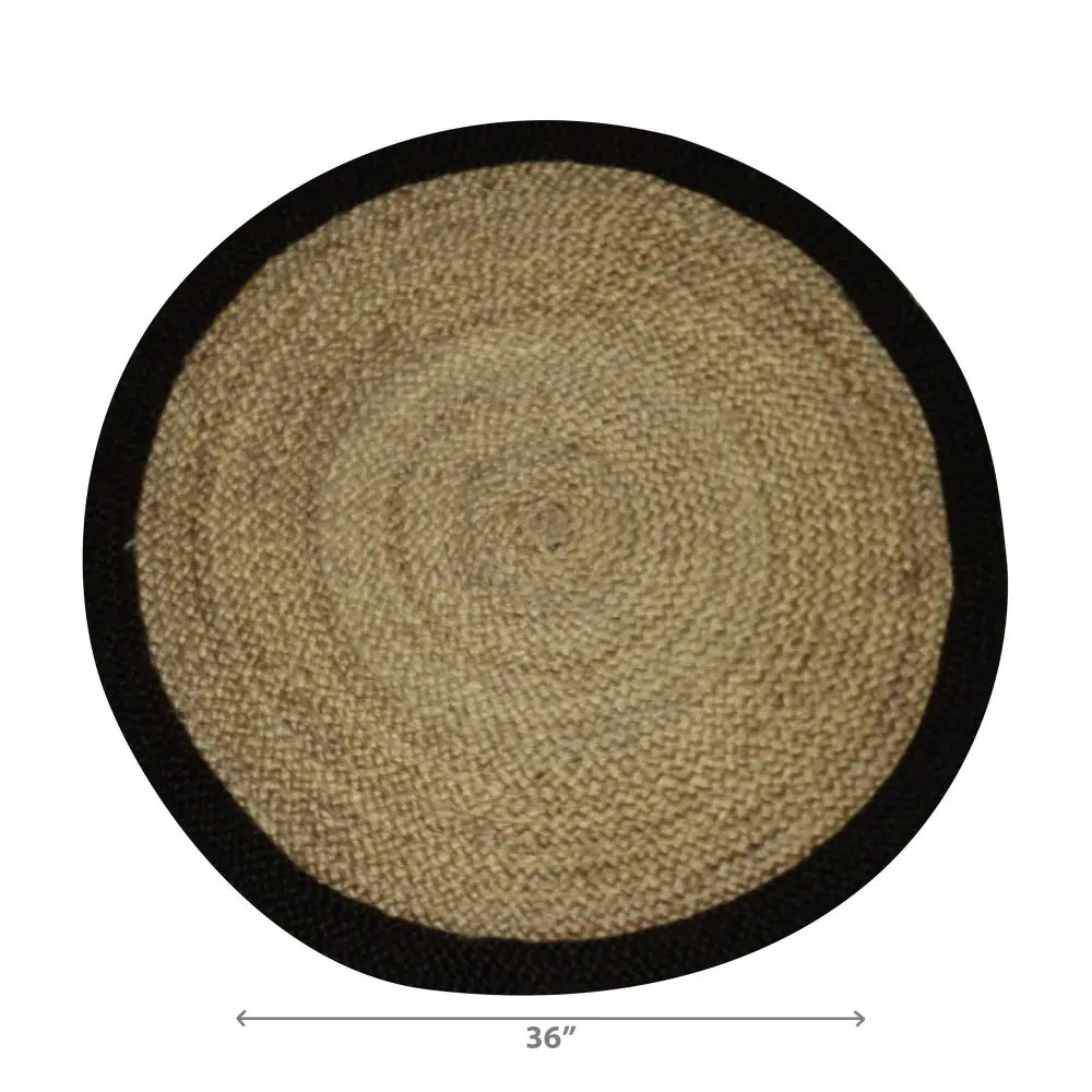 IH Casa Decor - Round Braided Jute Mat With Black Cotton Border 36’’