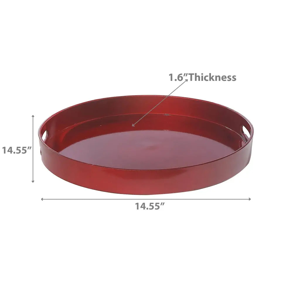 IH Casa Decor - ROUND SERVING TRAY WITH HANDLE (RED)