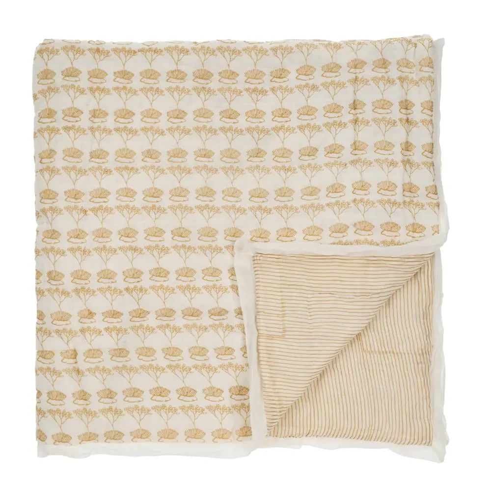 Block Print Botanical Muslin Baby Quilt Sand - PABOOM