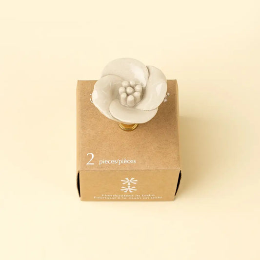 Indaba - Flower Ceramic Knobs S/2