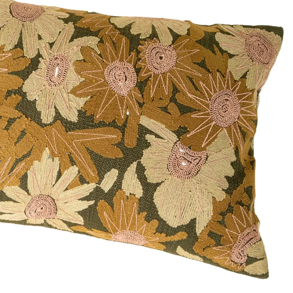 Indaba - Flower Grove Embroidered Pillow 16x24ββ