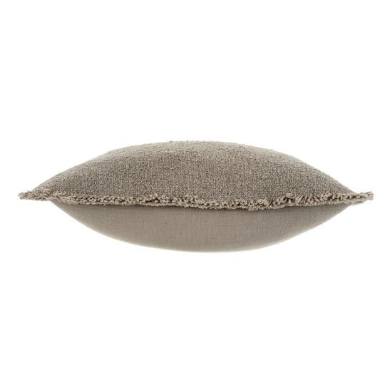 Fringed Boucle Pillow - Taupe